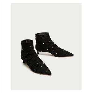 [NWOT] Zara Black High Heel Tulle Ankle Boots